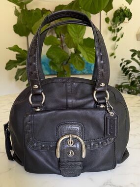 Coach Vintage Y2K Soho Courtney Domed Leather Laced Satchel F13111 Black Silver